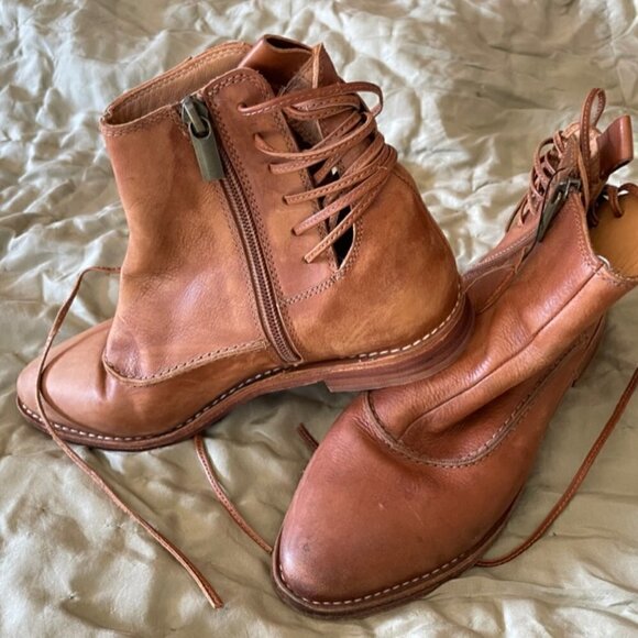 Chocolat Blu Leather Brown Boho Ankle Booties Size 38 7.5 - Picture 14 of 14